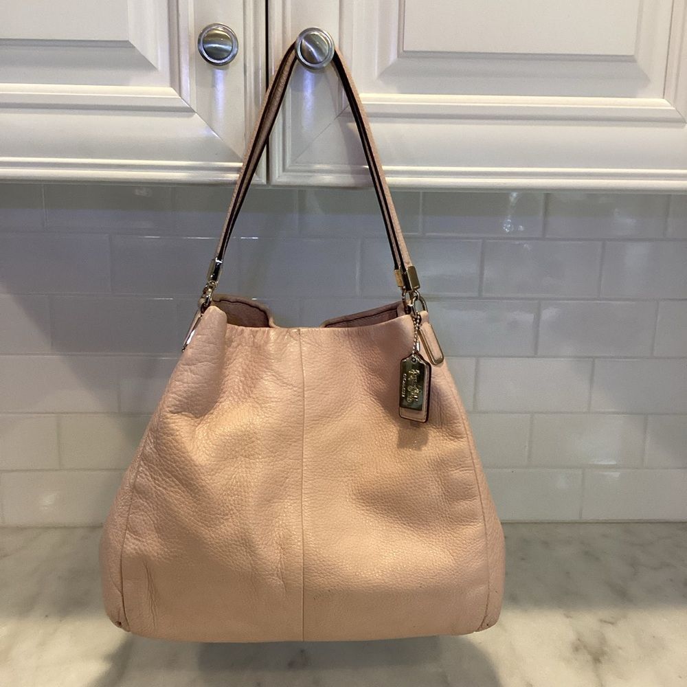 Coach Bag Purse Handbag Leather Pocketbook Pink Madison Pebbled Phoebe Shoulder